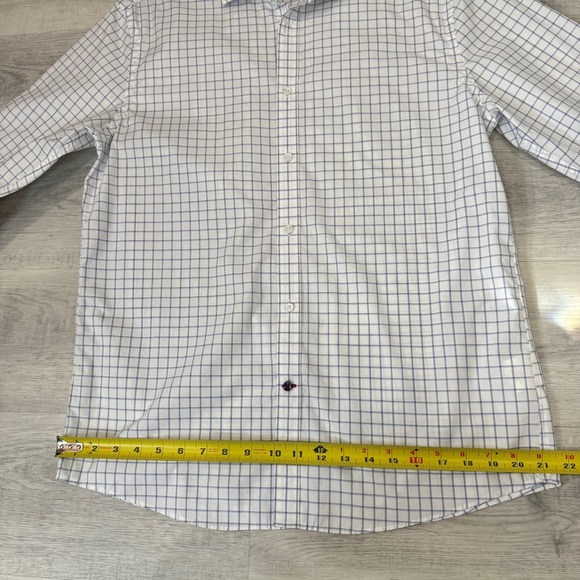 Tommy Hilfiger White and Blue Grid Dress Wrinkle Free Shirt Neck 16 - Picture 7 of 15